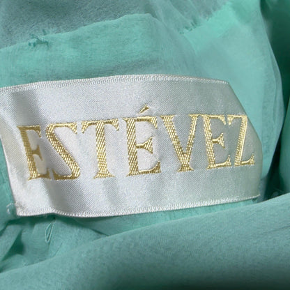 ESTEVEZ vintage 1970s evening jumpsuit, Disco Studio 54 Sea foam Green cocktail sequin halter jumpsuit