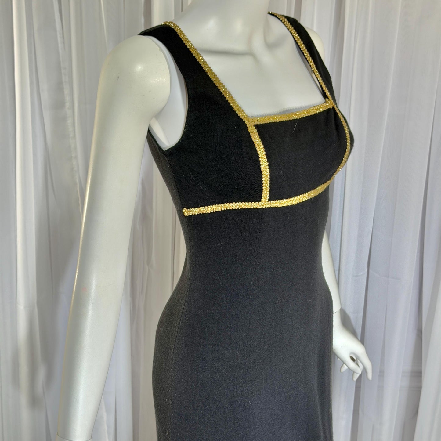 vintage 1960s MONA CRAWFORD maxi dress, Mod acrylic metallic evening jumper