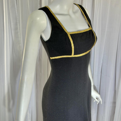 vintage 1960s MONA CRAWFORD maxi dress, Mod acrylic metallic evening jumper