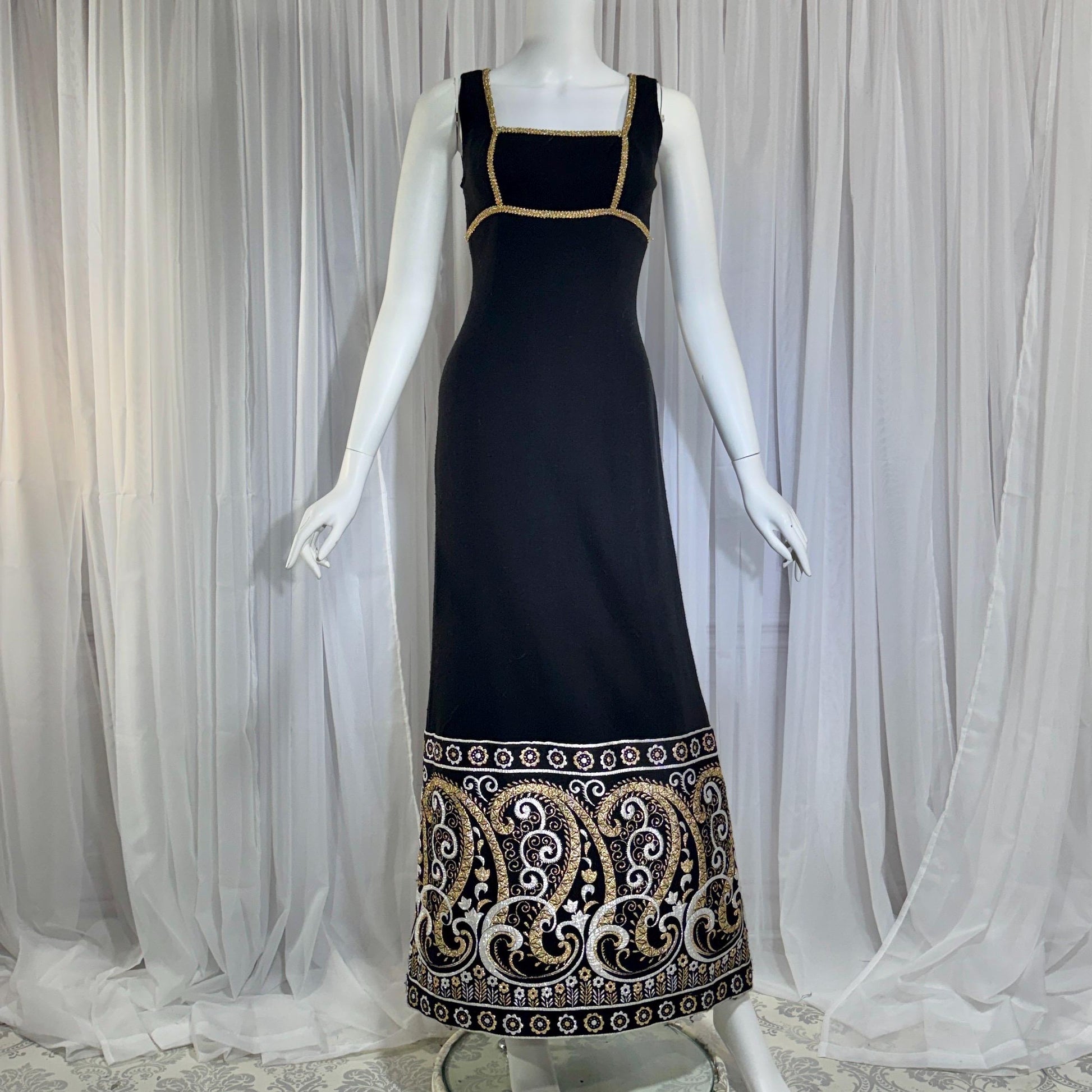 vintage 1960s MONA CRAWFORD maxi dress, Mod acrylic metallic evening jumper