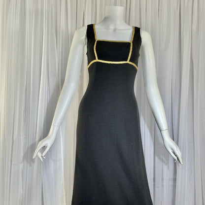 vintage 1960s MONA CRAWFORD maxi dress, Mod acrylic metallic evening jumper