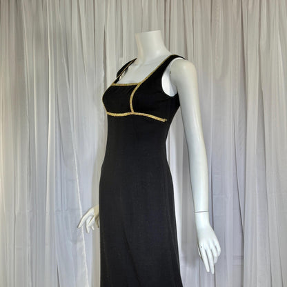 vintage 1960s MONA CRAWFORD maxi dress, Mod acrylic metallic evening jumper