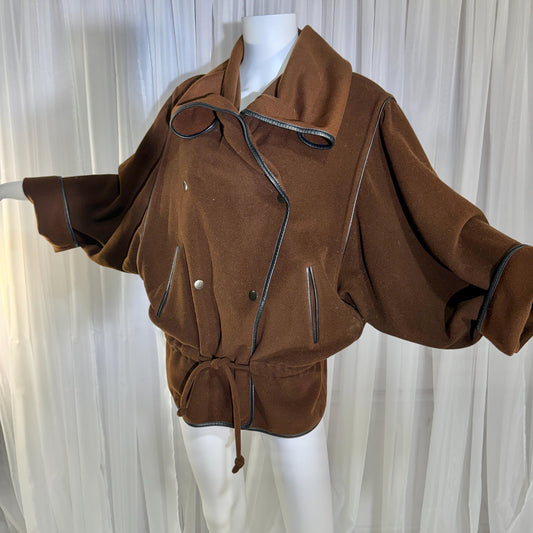 vintage GEORGES RECH jacket, oversized 1980s Avant Garde brown wool batwing cocoon jacket