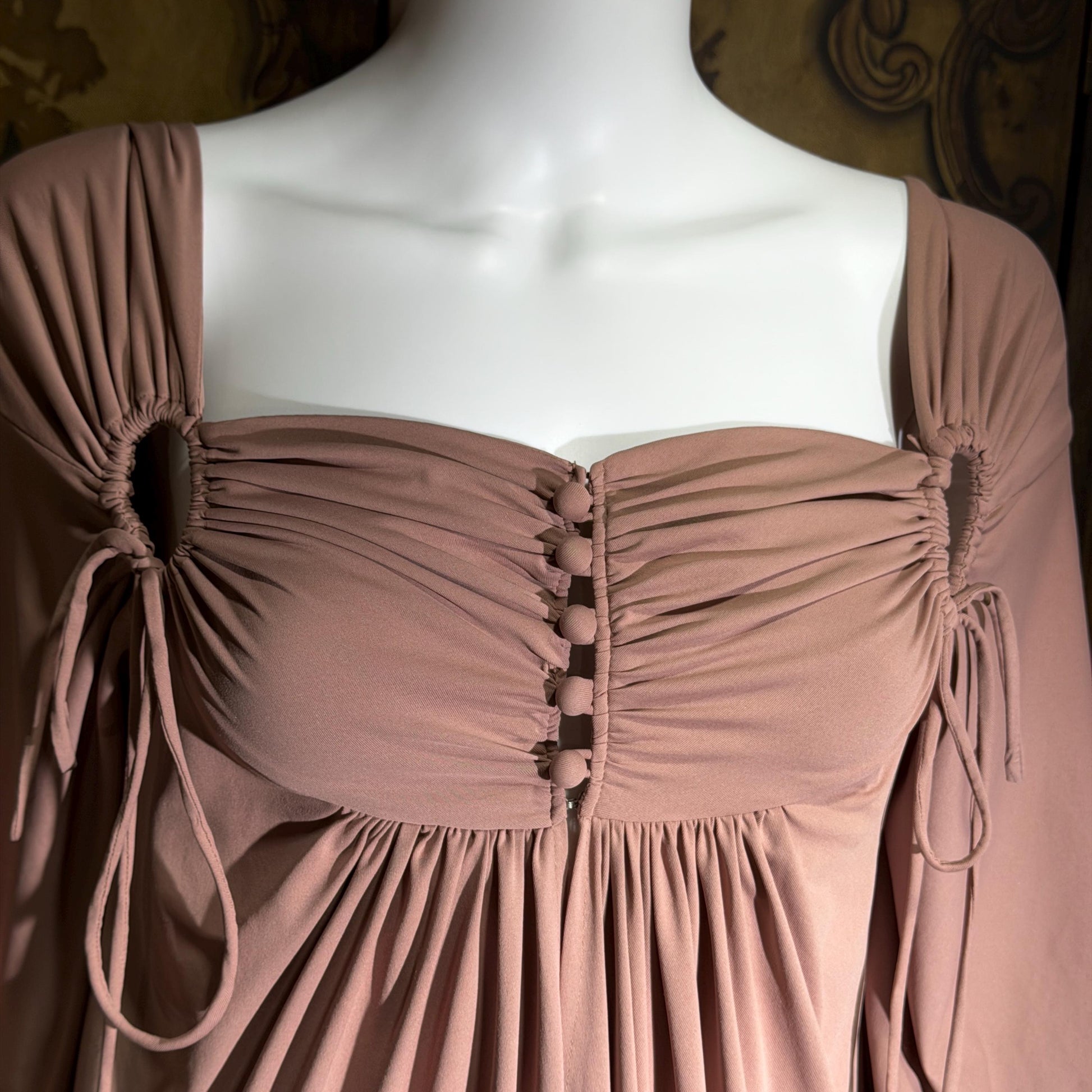 vintage FRANK USHER tent dress, 1970s Mauve jersey knit shift dress, small medium