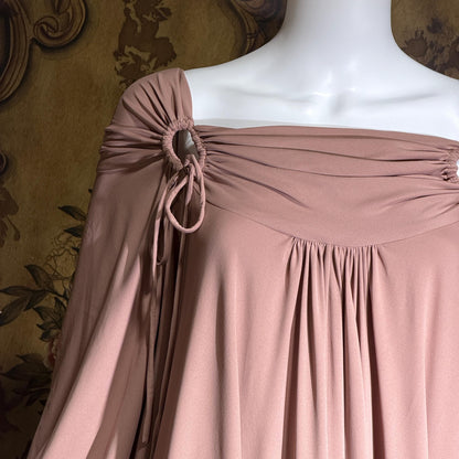 vintage FRANK USHER tent dress, 1970s Mauve jersey knit shift dress, small medium