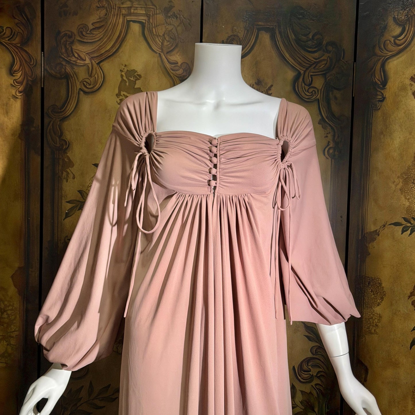 vintage FRANK USHER tent dress, 1970s Mauve jersey knit shift dress, small medium