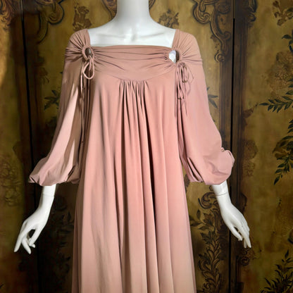 vintage FRANK USHER tent dress, 1970s Mauve jersey knit shift dress, small medium