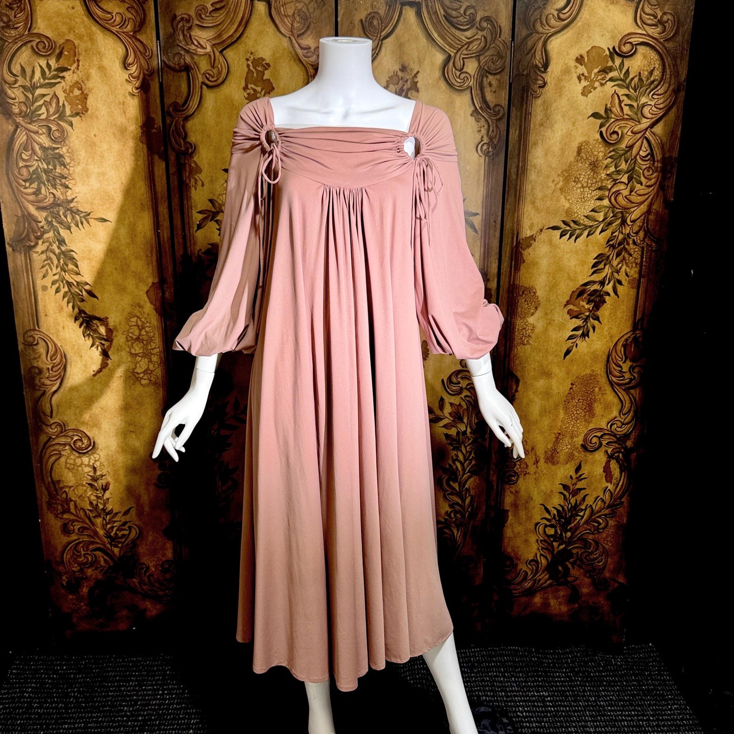 vintage FRANK USHER tent dress, 1970s Mauve jersey knit shift dress, small medium