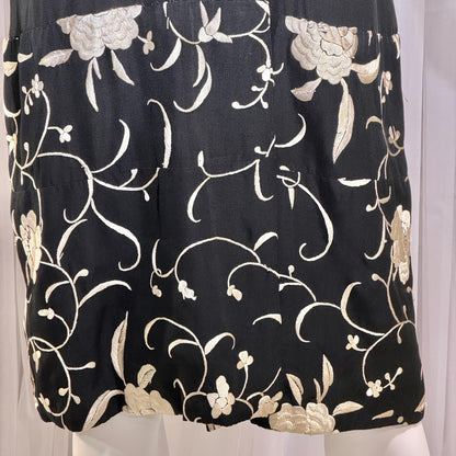 vintage 1920s evening coat, Inky black embroidered Antique Flapper duster