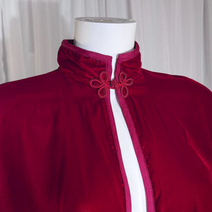 Vintage 1980s Velvet Capelet, I MAGNIN Sylvia Beitscher Ruby Red waist length cape shawl wrap