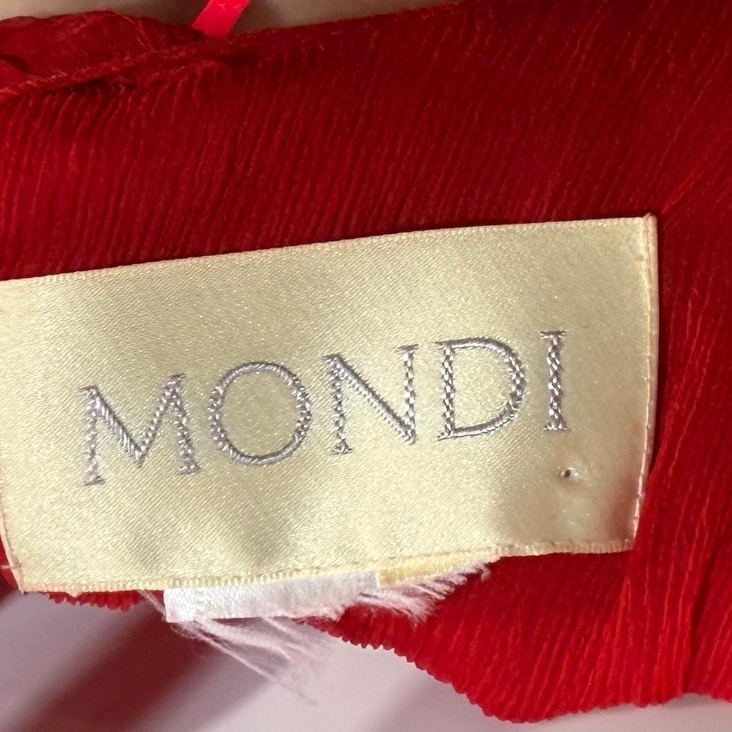 MONDI vintage 1980s Red Silk evening gown dress, tucked sheath gown Medium