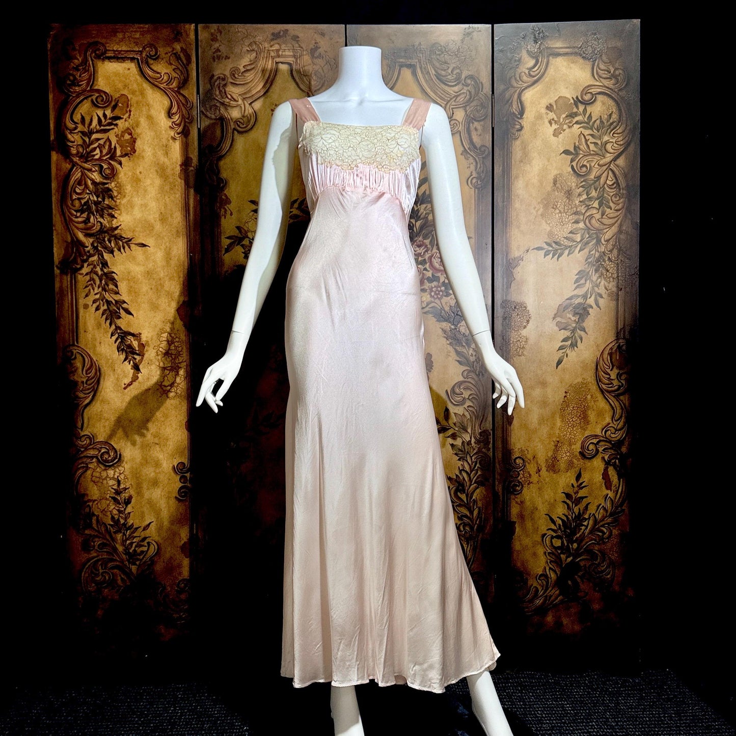 vintage 1930s Nightgown Slip Dress, Shimmering Pink XS lingerie dress