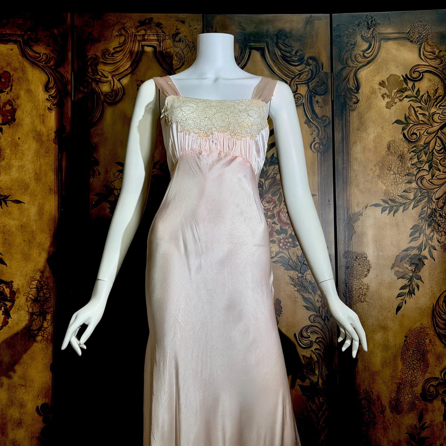 vintage 1930s Nightgown Slip Dress, Shimmering Pink XS lingerie dress