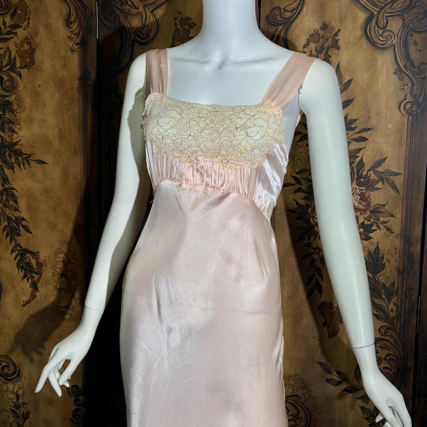 vintage 1930s Nightgown Slip Dress, Shimmering Pink XS lingerie dress