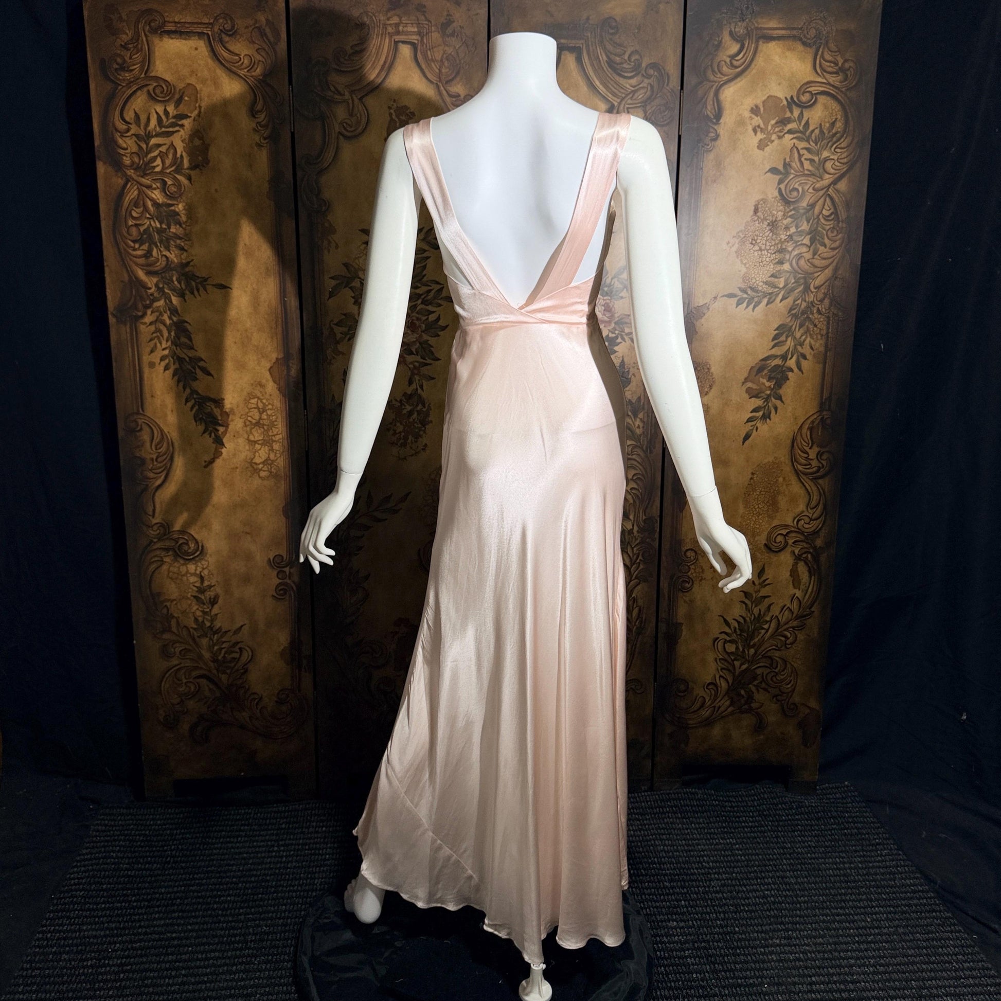vintage 1930s Nightgown Slip Dress, Shimmering Pink XS lingerie dress