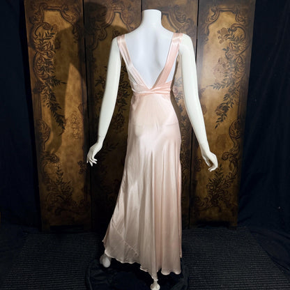 vintage 1930s Nightgown Slip Dress, Shimmering Pink XS lingerie dress