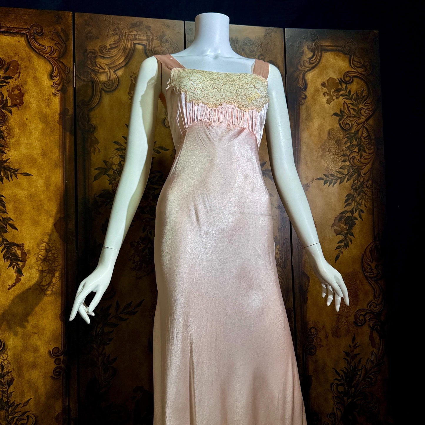 vintage 1930s Nightgown Slip Dress, Shimmering Pink XS lingerie dress