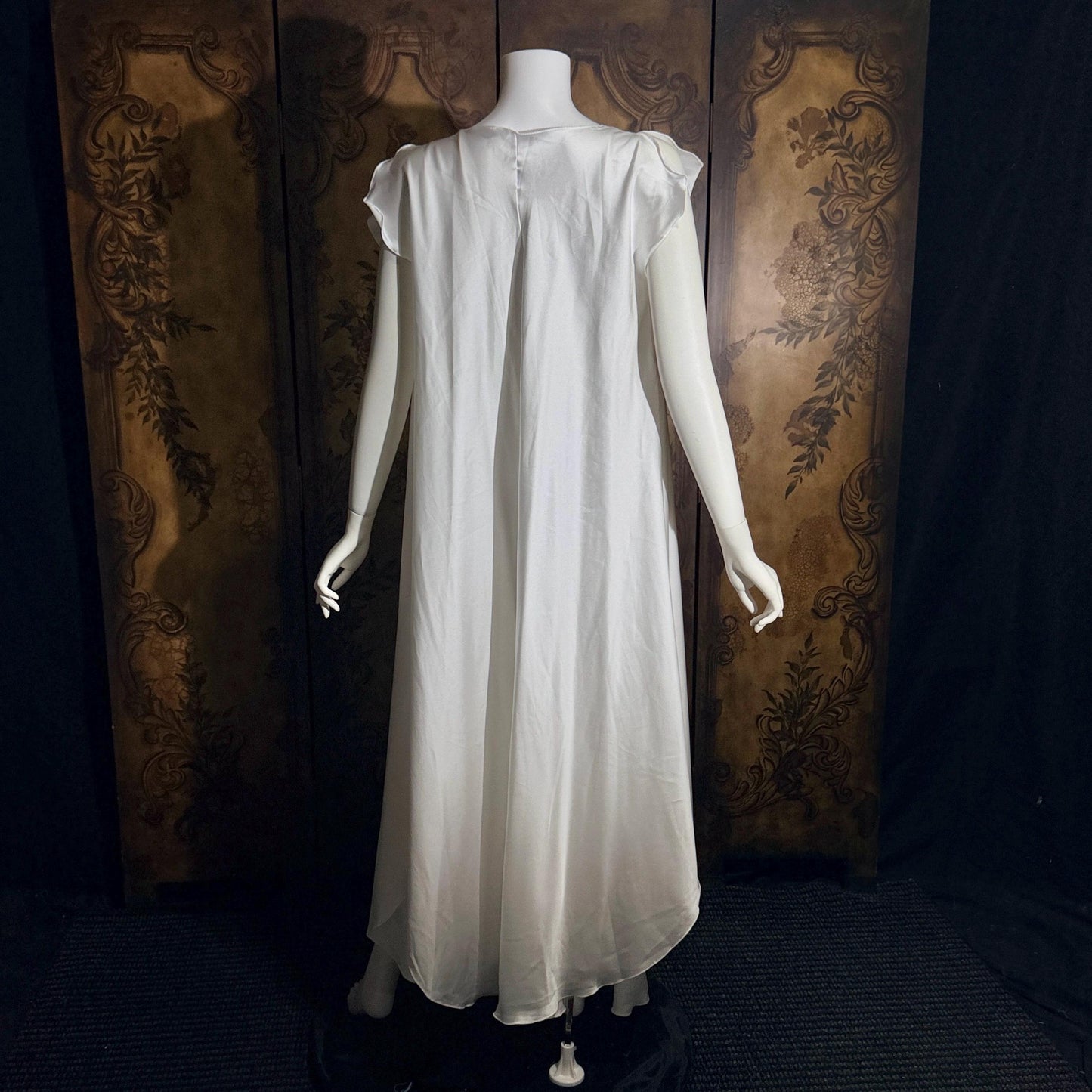 Vintage GEORGETTE TRABOLSI nightgown robe peignoir set, I Magnin 1980s white lingerie dress set