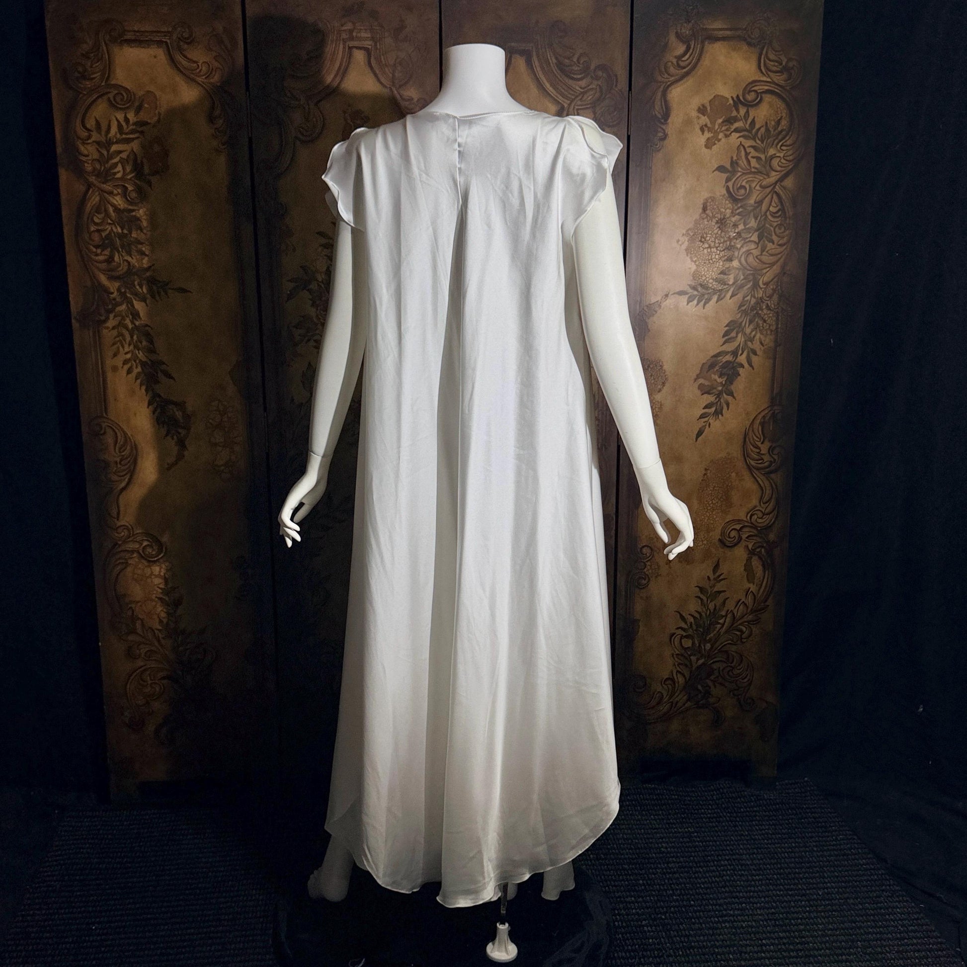 Vintage GEORGETTE TRABOLSI nightgown robe peignoir set, I Magnin 1980s white lingerie dress set