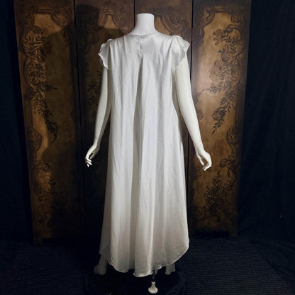 Vintage GEORGETTE TRABOLSI nightgown robe peignoir set, I Magnin 1980s white lingerie dress set