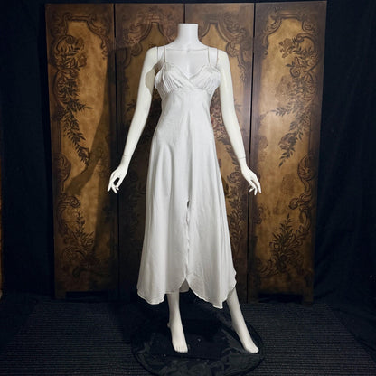 Vintage GEORGETTE TRABOLSI nightgown robe peignoir set, I Magnin 1980s white lingerie dress set