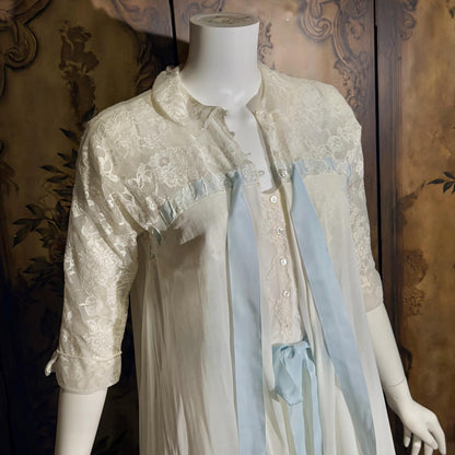 Vintage 1950s EYE-FUL by the Flaums nightgown robe set, white bridal lingerie dress set
