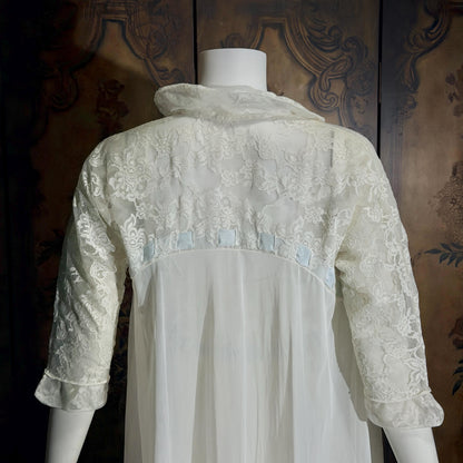 Vintage 1950s EYE-FUL by the Flaums nightgown robe set, white bridal lingerie dress set