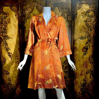 Vintage 1940s Chinoiserie Silk Dressing Gown Robe, EILEEN KERSHAW Hong Kong Satin Housecoat