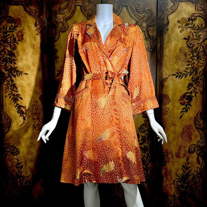 Vintage 1940s Chinoiserie Silk Dressing Gown Robe, EILEEN KERSHAW Hong Kong Satin Housecoat