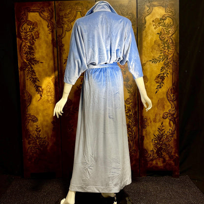 Vintage LUCIE ANN BEVERLY Hills Hostess dress, 1970s Blue velour lounge dressing gown