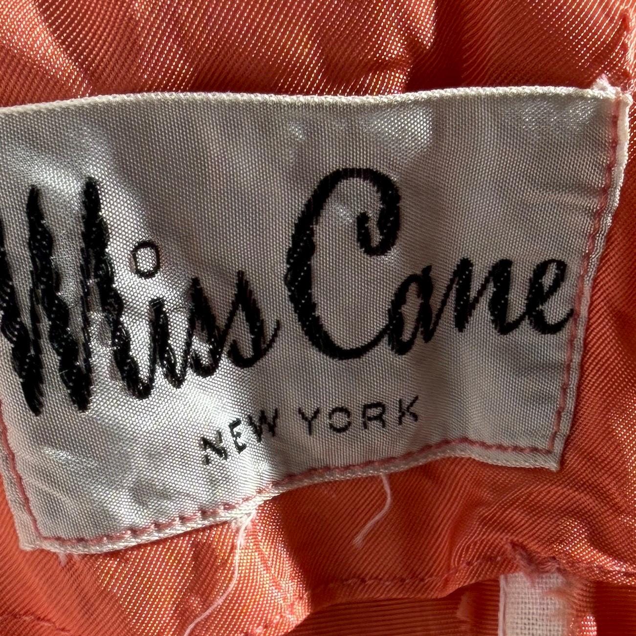vintage 1950s party dress, MISS CANE burnt coral orange tulle cocktail dress