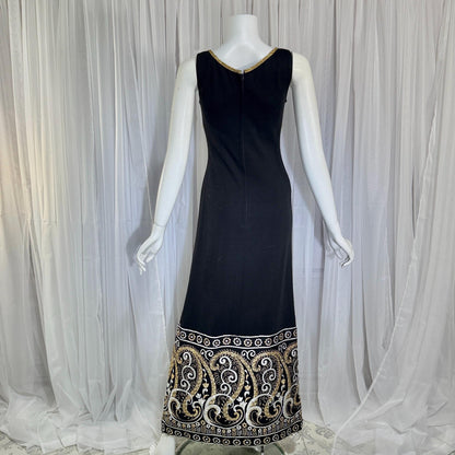 vintage 1960s MONA CRAWFORD maxi dress, Mod acrylic metallic evening jumper