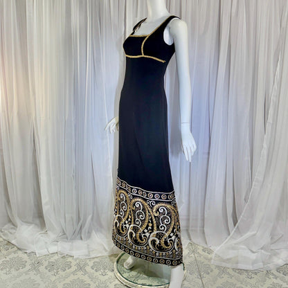 vintage 1960s MONA CRAWFORD maxi dress, Mod acrylic metallic evening jumper