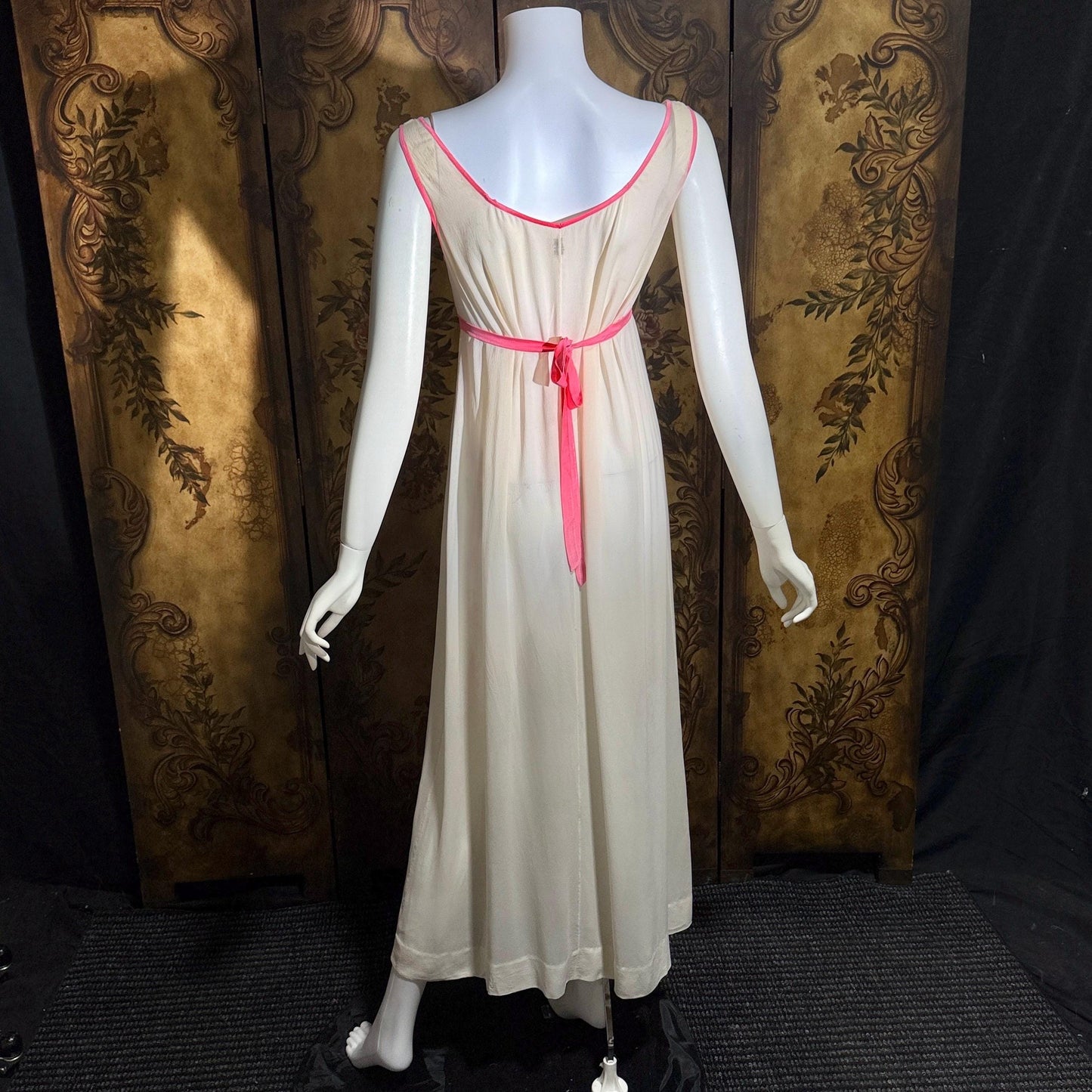 vintage 1960s NEIMAN MARCUS Nightgown slip dress, Made in Italy off white pink Lingerie dress
