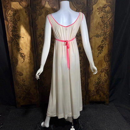 vintage 1960s NEIMAN MARCUS Nightgown slip dress, Made in Italy off white pink Lingerie dress