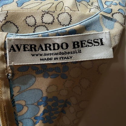 vintage Y2K AVERARDO BESSI Shift Dress, Blue silk abstract floral casual day work dress Medium