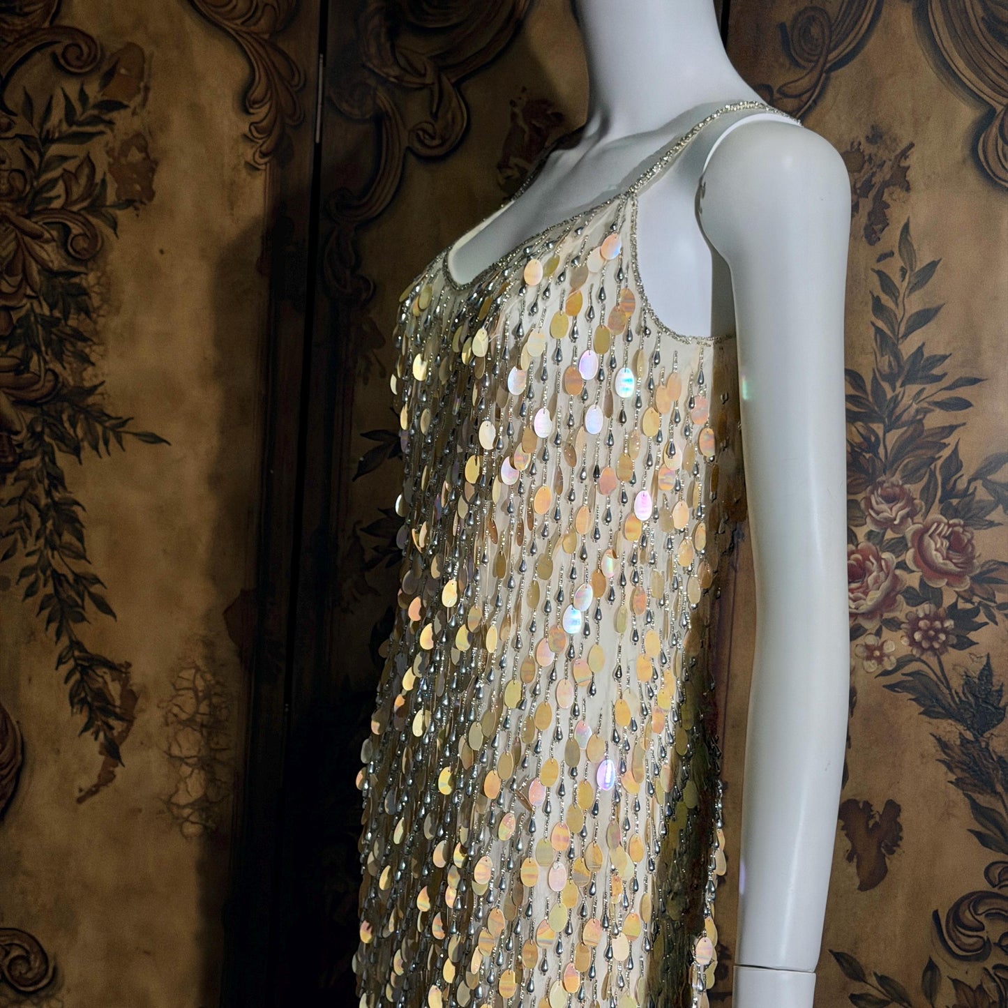 vintage 1980s BLACK TIE Oleg Cassini Cocktail Dress, Neiman Marcus beaded party evening dress