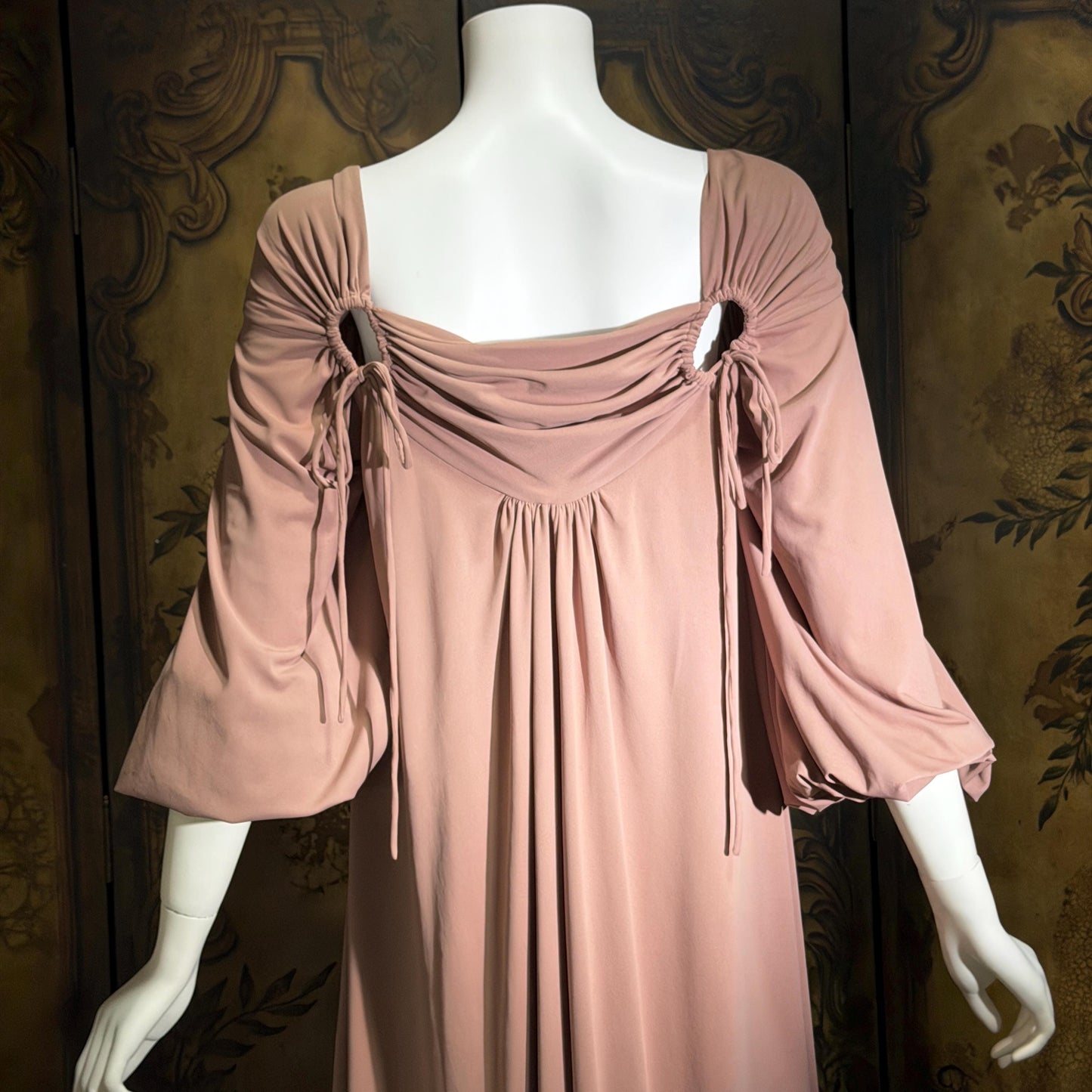 vintage FRANK USHER tent dress, 1970s Mauve jersey knit shift dress, small medium