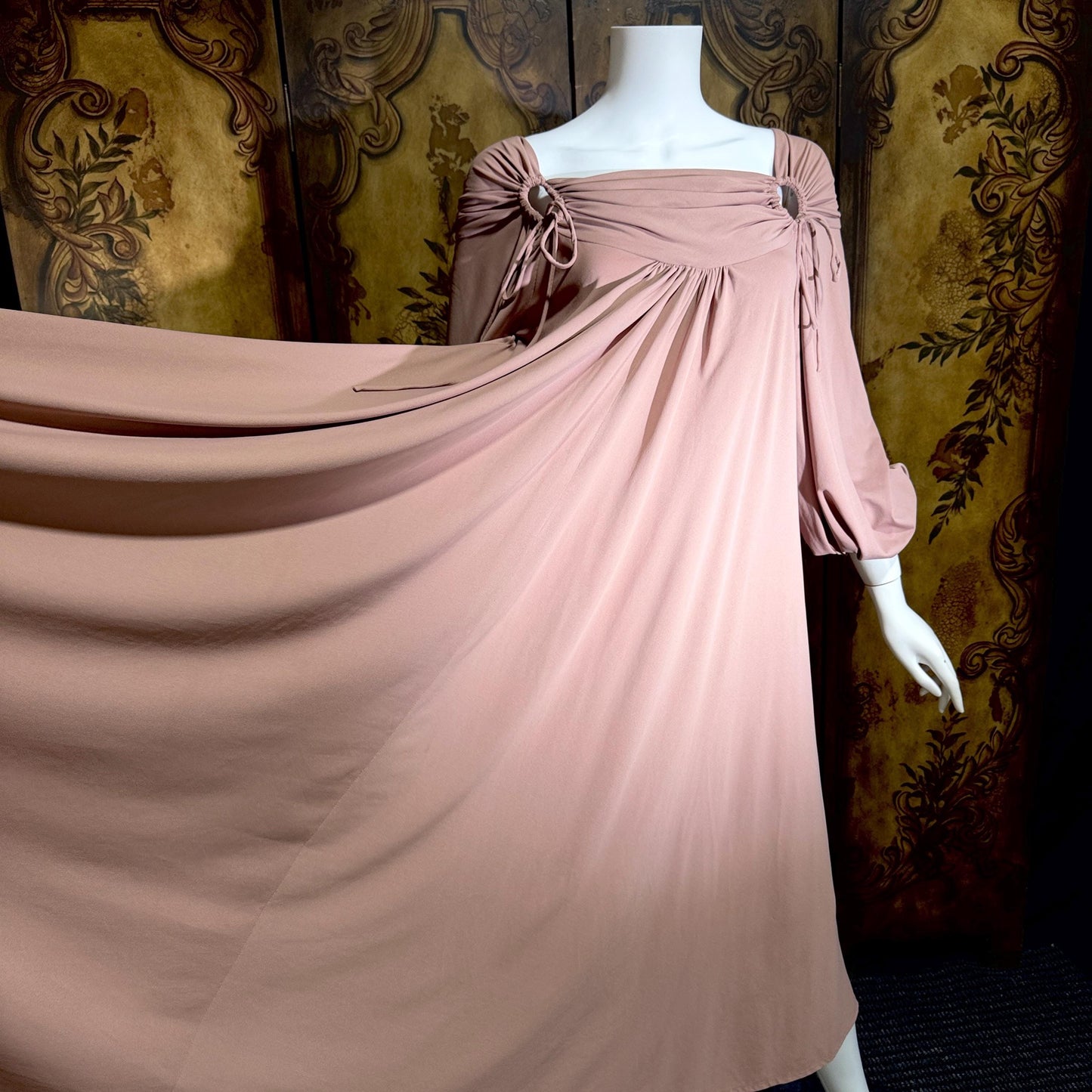 vintage FRANK USHER tent dress, 1970s Mauve jersey knit shift dress, small medium