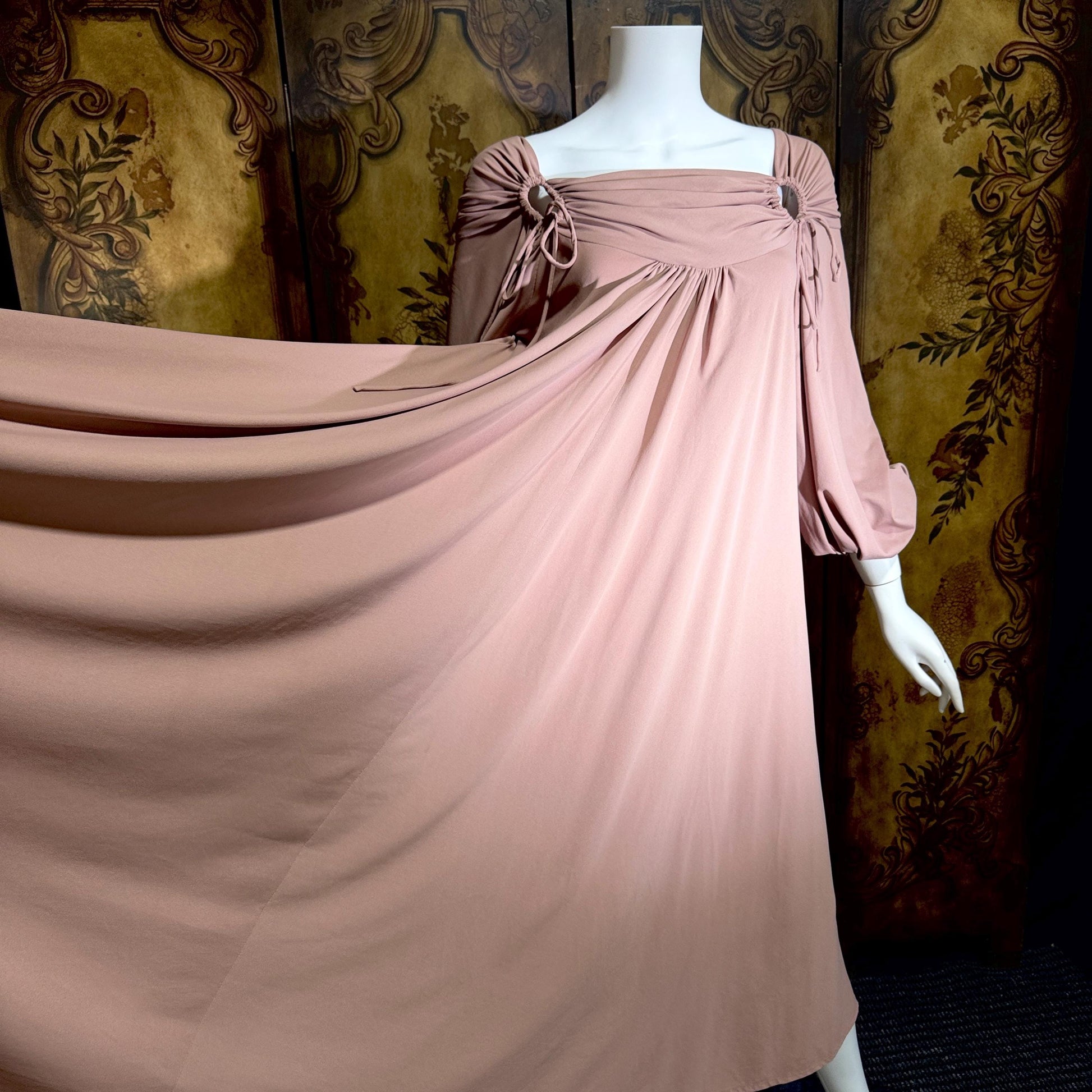vintage FRANK USHER tent dress, 1970s Mauve jersey knit shift dress, small medium