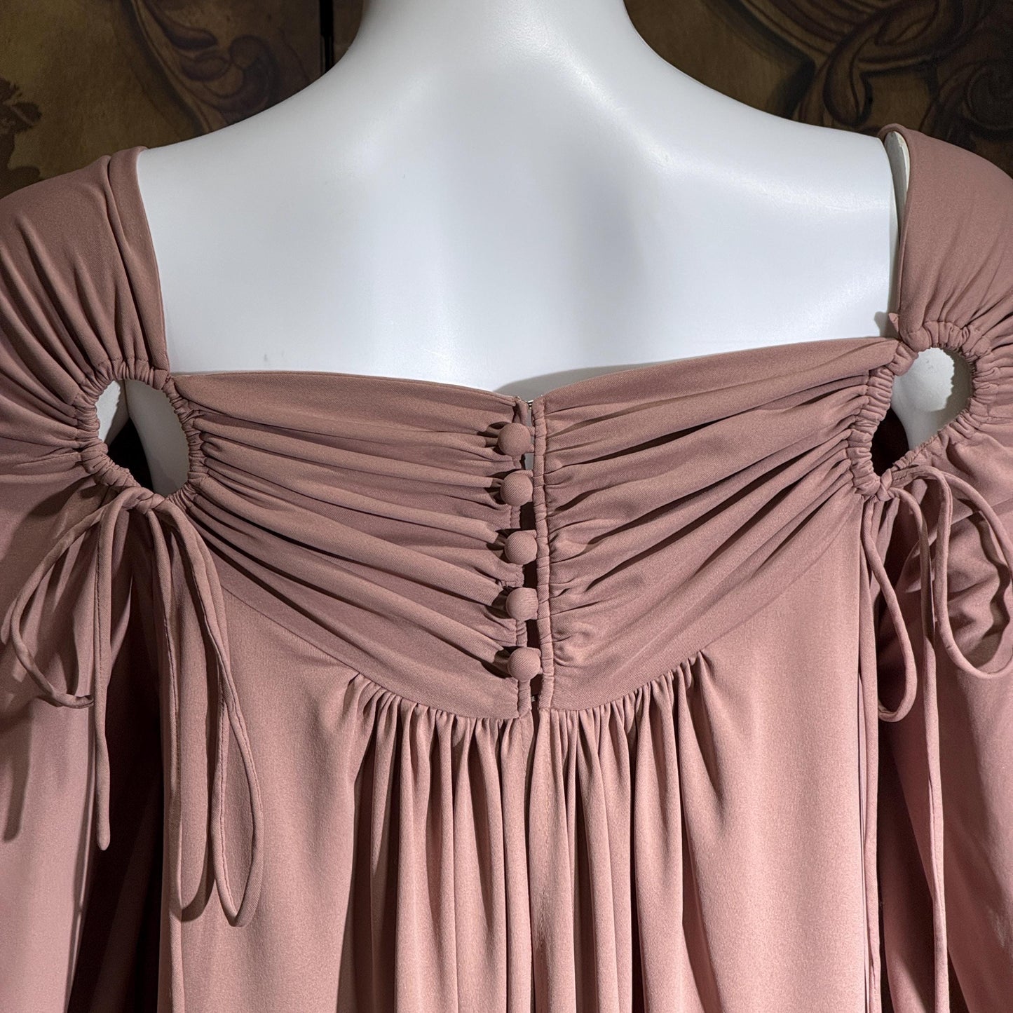 vintage FRANK USHER tent dress, 1970s Mauve jersey knit shift dress, small medium