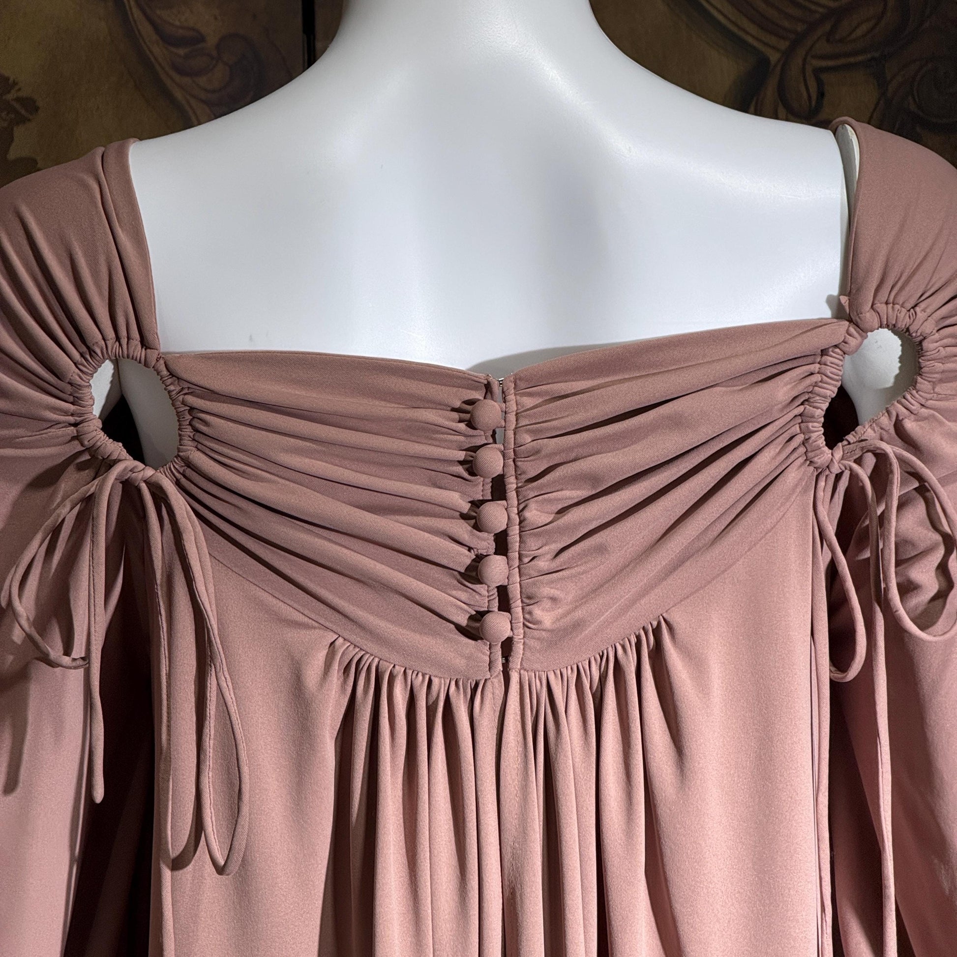 vintage FRANK USHER tent dress, 1970s Mauve jersey knit shift dress, small medium