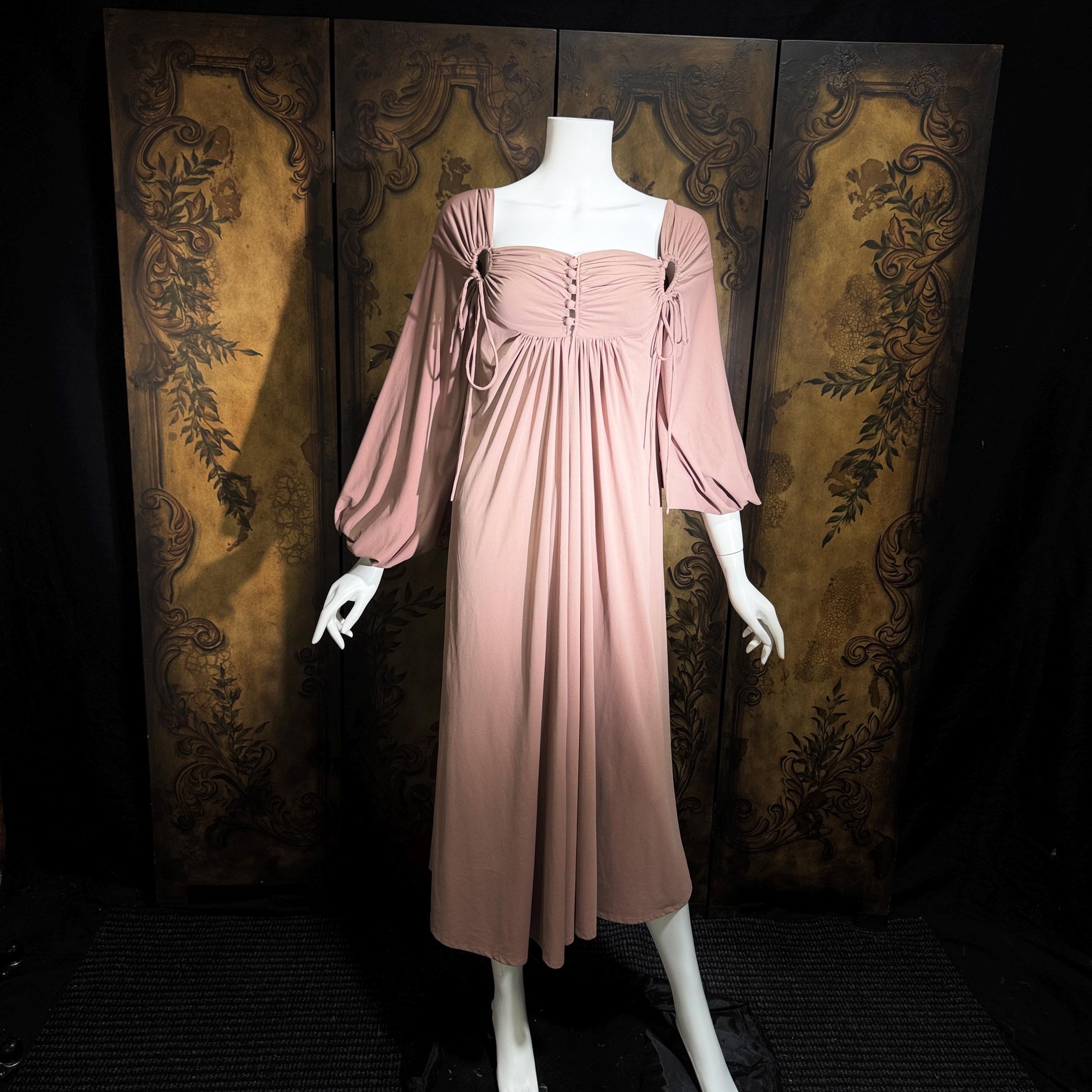 vintage FRANK USHER tent dress, 1970s Mauve jersey knit shift dress, small medium