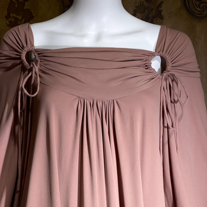 vintage FRANK USHER tent dress, 1970s Mauve jersey knit shift dress, small medium