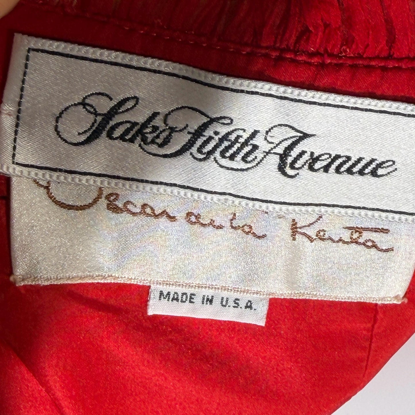 OSCAR de la RENTA vintage 1980s Red Silk evening gown dress, SAKS one shoulder gown Medium