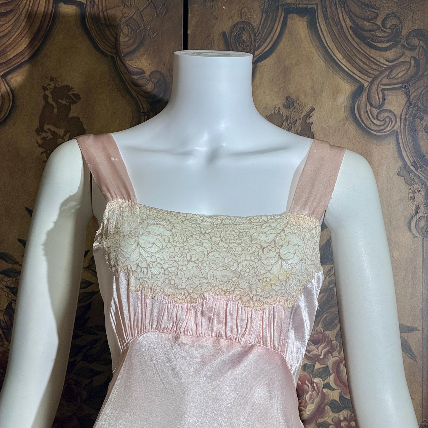 vintage 1930s Nightgown Slip Dress, Shimmering Pink XS lingerie dress
