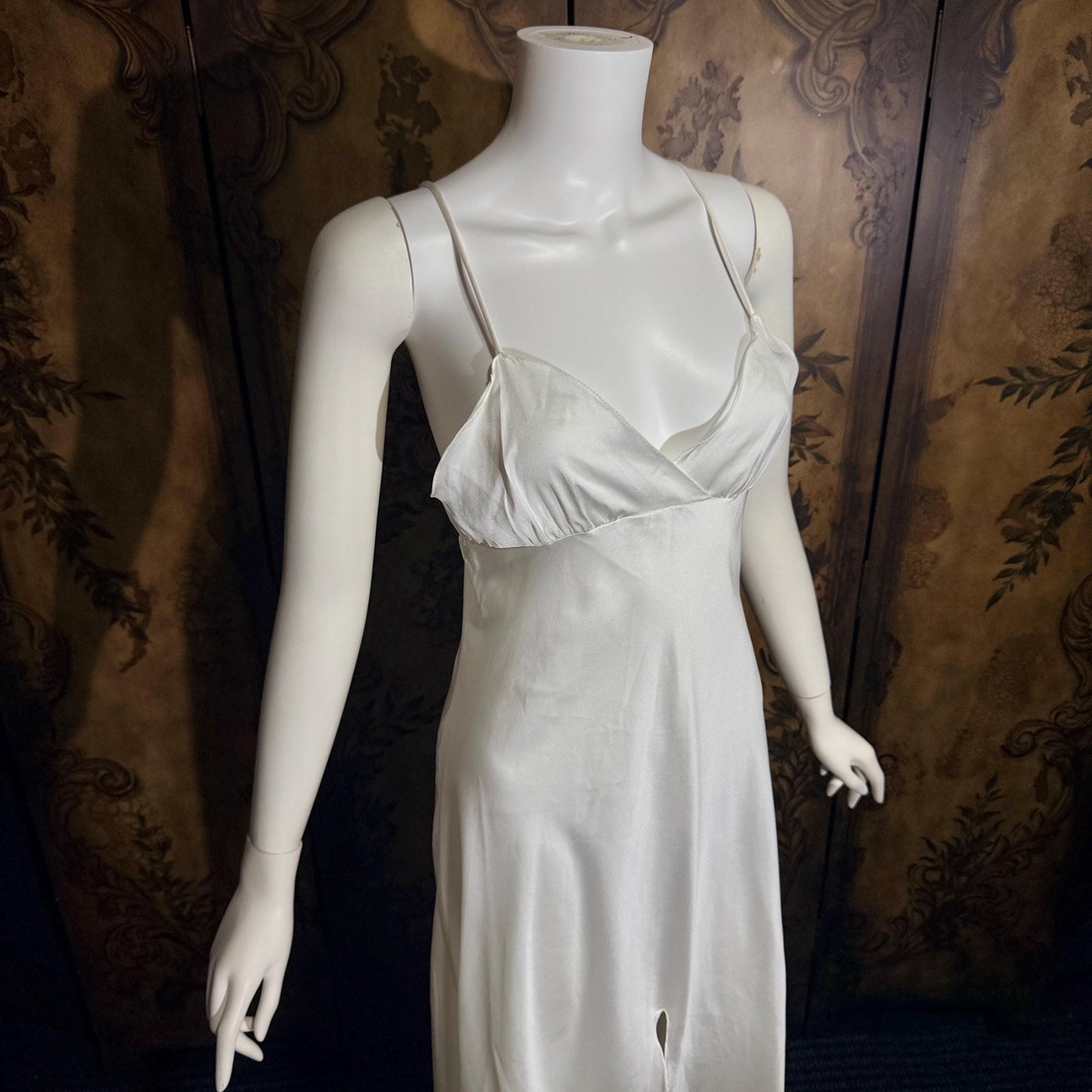 Vintage GEORGETTE TRABOLSI nightgown robe peignoir set, I Magnin 1980s white lingerie dress set