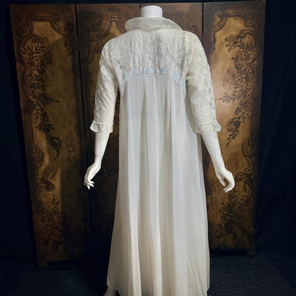 Vintage 1950s EYE-FUL by the Flaums nightgown robe set, white bridal lingerie dress set