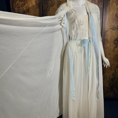 Vintage 1950s EYE-FUL by the Flaums nightgown robe set, white bridal lingerie dress set