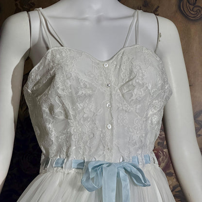 Vintage 1950s EYE-FUL by the Flaums nightgown robe set, white bridal lingerie dress set